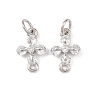 Brass Pave Clear Cubic Zirconia Cross Links Connector Charms KK-G544-16P-1