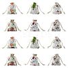 24Pcs 6 Colors Floral Animal Printed Burlap Packing Pouches ABAG-FS0001-13-1