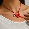 Summer Beach Porcelain Coral Fish Starfish Mushroom Pendant Cotton Cord Necklaces FS-WGEA949-01-2