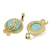 Synthetic Turquoise Flat Round Shaped Brass Pendants KK-F887-03G-28-2