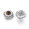 Brass Colorful Cubic Zirconia & Natural Tiger Eye Rhombus Beads KK-N258-13P-2