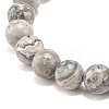 Natural Map Stone/Picasso Stone/Picasso Jasper Round Beaded Stretch Bracelet BJEW-JB07874-4