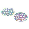 201 Stainless Steel Etched Metal Embellishments Pendants STAS-A113-06RC-2
