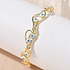 Brass Enamel Flat Round Evil Eye Link Chain Bracelets for Women BJEW-G764-01G-03-1