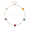 Glass Daisy Flower Beaded Necklace NJEW-JN04741-4