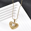 304 Stainless Steel with Clear Glass Heart Pendant Necklaces NJEW-G184-04G-3