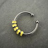 304 Stainless Steel Enamel Disc Beaded Adjustable Open Rings FS-WGAD8B0-08-1