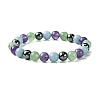 Synthetic Non-Magnetic Hematite & Natural Green Aventurine & Natural Amethyst & Natural Angelite Round Beaded Stretch Bracelets BJEW-JB10910-08-1
