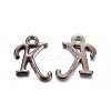 Gunmetal Plated Alloy Letter Pendants LS-PALLOY-J718-01B-K-1