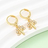 Brass Micro Pave Clear Cubic Zirconia Tree Hoop Earrings EJEW-K267-26G-1