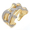 Brass Micro Pave Clear Cubic Zirconia Cuff Finger Rings for Women RJEW-B112-13GP-4