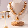 Plastic Imitation Pearl Round Beaded Pendant Necklaces & Dangle Earrings Sets for Women WGE733F-01-1