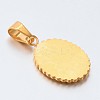 Holy Jewelry 304 Stainless Steel Flat Oval with Virgin Mary Pendants LS-STAS-L130-06-3