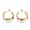 Brass Enamel Stud Earrings EJEW-T014-03G-NF-2