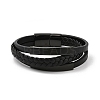 Ion Plating(IP) Braided Microfiber Leather Multi-strand Bracelets for Men BJEW-Z081-02EB-4