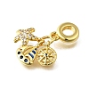 Brass Micro Pave Cubic Zirconia European Dangle Charms KK-Z102-21G-2