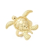 Sea Turtle Brass Cuff Rings for Women RJEW-A059-06G-2