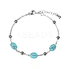 Real 18K Gold Plated Stainless Steel Synthetic Turquoise Handmade Chain Bracelets for Women FW1421-4-1