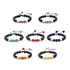 7Pcs 7 Style Natural Lava Rock & Wood  Beads & Mixed Gemstone Braided Bead Bracelets Set BJEW-JB08836-4