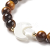 Natural Tiger Eye & Synthetic Hematite Stretch Bracelet BJEW-M236-01O-3