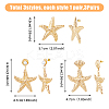 3 Pairs 3 Style Alloy Starfish Dangle Stud Earrings with Plastic Pearl Beaded EJEW-FI0002-95-2
