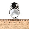 Natural Obsidian Wings Adjustable Rings RJEW-K241-04AS-09-5