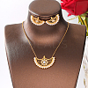 Brass Micro Pave Clear Cubic Zirconia Moon Pendant Necklaces & Stud Earrings Sets for Women WM4804-2
