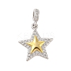 Rack Plating Brass Micro Pave Clear Cubic Zirconia Pendants X-KK-S380-37E-P-1
