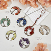 7 Chakra Copper Wired Wrapped Natural Mixed Gemstone Chip Big Pendants PALLOY-AB00196-5