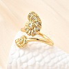 Ocean Theme Brass Micro Pave Cubic Zirconia Cuff Rings for Women RJEW-F184-17G-G-3