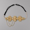 Pearl Rhinestone Beaded Elastic Headband OHAR-WH0021-14-1