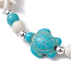 Turtle & Starfish Synthetic Turquoise Beaded Stretch Bracelet BJEW-JB09968-02-3