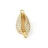 Brass Micro Pave Clear Cubic Zirconia Shell Shaped Links Connector Charms KK-K399-03A-G-1