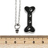 304 Stainless Steel Black Enamel Paw Print Bone Pendant Pet Urn Ashes Necklaces NJEW-S455-06P-6