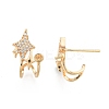 Brass Pave Clear Cubic Zirconia Stud Earring Findings KK-N216-542-3