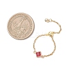 3Pcs Adjustable Brass Pave Glass Rhombus Links & 304 Stainless Steel Cable Chains Silder Finger Rings RJEW-JR00975-3