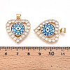 Brass Micro Pave Clear Cubic Zirconia Pendants for Women KK-T070-93A-01-3