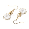 Flower Czech Glass Seed & Non-magnetic Synthetic Hematite Bead Dangle Earrings EJEW-JE05772-4
