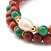 Natural Wood Round Beads Bracelets Set BJEW-JB07275-6