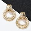 Multilayer Ring Brass Micro Pave Clear Cubic Zirconia Stud Earrings EJEW-S275-02G-3