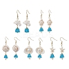 5Pair Shell Glass Dangle Earrings EJEW-MZ00424-2