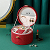Portable Travel Round Imitation Leather Jewelry Storage Boxes for Earrings Rings Necklaces PW-WG42841-03-2