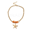 Dyed Natural Shell Chips Charms Anklet AJEW-G049-01G-2