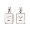 304 Stainless Steel Pave Shell Pendants STAS-G327-01P-Y-1