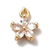 Brass Cubic Zirconia Flower Charms KK-O141-01G-M-2