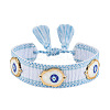 Evil Eye Adjustable Polyester & Alloy & Resin Enamel & Rhinestone Slider Bracelets FS-WG9985D-09-1