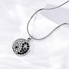 304 Stainless Steel Crystal & Jet Rhinestone Yin-yang Pendant Round Snake Chain Necklaces for Women NJEW-Z044-12P-3
