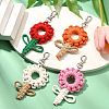 Flowers Woven Cotton Thread Pendant Decorations HJEW-JM02452-2