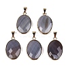 Natural Grey Agate Pendants G-Q606-92G-02-1