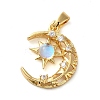 Brass Micro Pave Clear Cubic Zirconia with Glass Pendants X-KK-G483-02G-1
